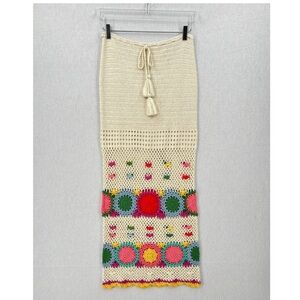 SPELL & THE GYPSY Let the Sunshine In Crochet Skirt Rainbow Cream NWT-SKIRT ONLY